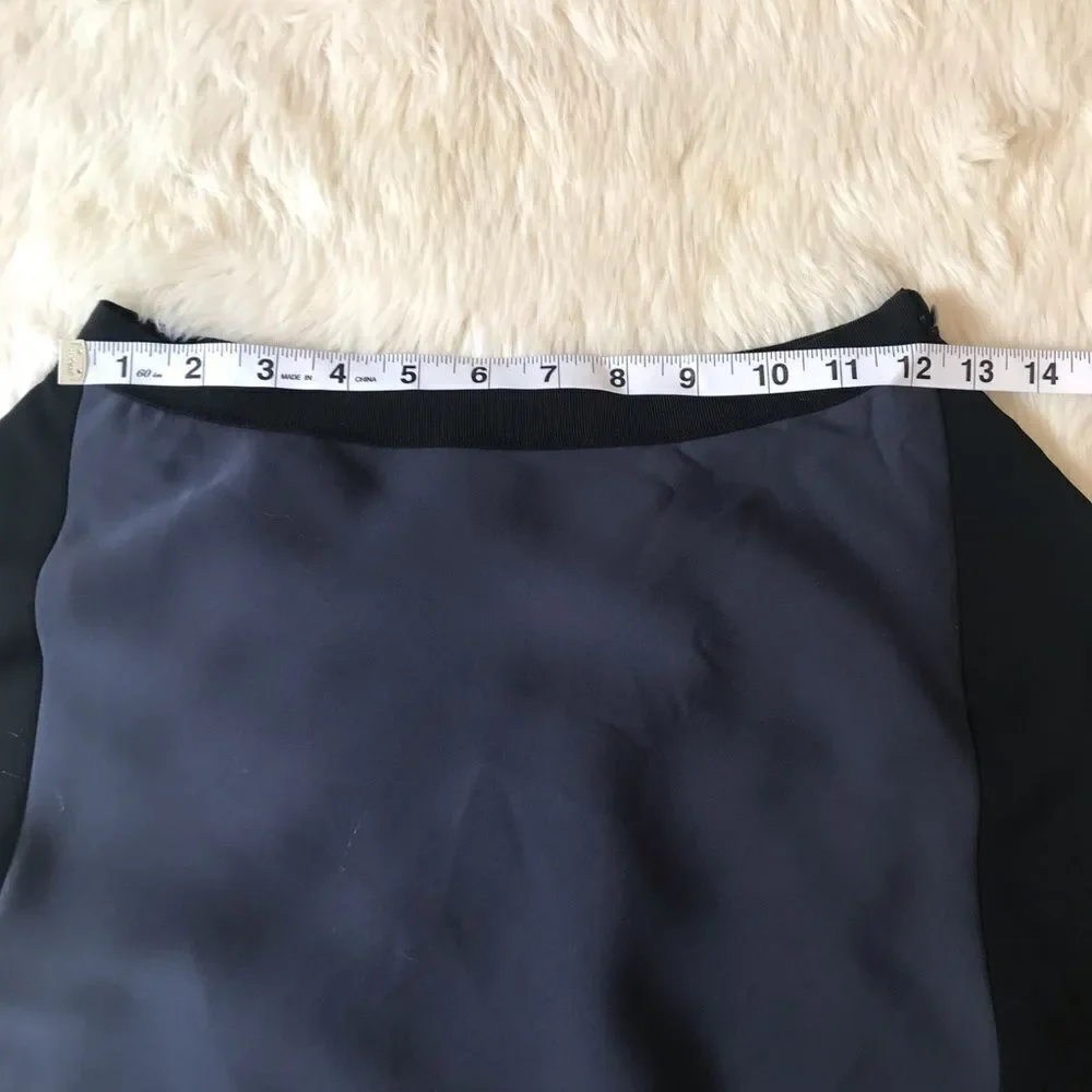 TAHARI Black Navy Skater Mini Skirt A-Line Colorblock Short Office Career Size 4